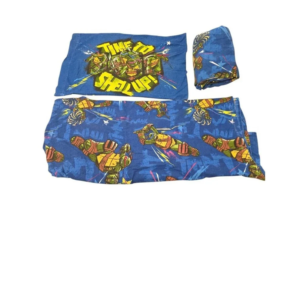 Teenage Age Mutant NinjTurtles Kids Fleece Sheet & Pillow Case Twin Set Vintage